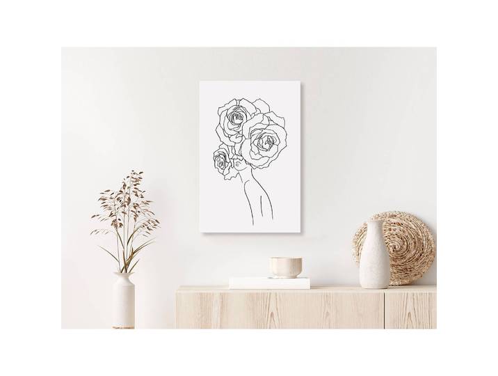 Wandbild Fancy Roses Leinen Schwarz 80 x 120cm