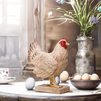 Regency International "Resin 'Carved' Hen 8"" - 8"