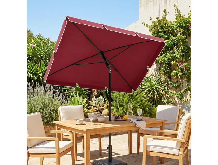 Outsunny Parasol Rectangulaire Inclinable Rouge 2m