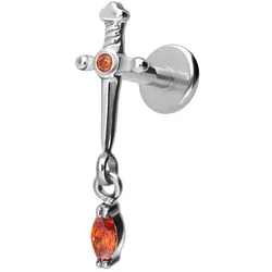 Titan Labret mit Innengewinde DOLCH + KRISTALLTROPFEN