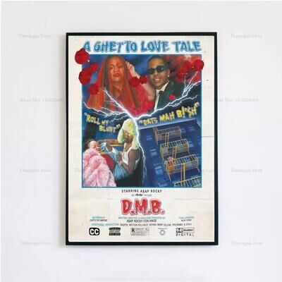 Inspired Finds ASAP Rocky Testing Album Cover Canvas Poster Aesthetic Wall Art ghetto Love Tale 15.75x19.69in No Frame