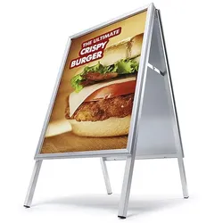 Showdown Displays Kundenstopper A0 Gehrungsecken Innenbereich silber silber, 88.6x138x92.5 cm
