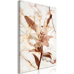 Artgeist, Bilder, Elegance of a Flower (1-part) - Delicate Lily on Marble in Sepia (80 x 120 cm)