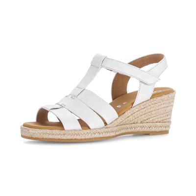 Keilsandalette GABOR "Athen", Damen, Gr. 38, weiß (sanftes weiß), Kalbsleder, Schuhe, Sommerschuh, Riemchensandale in Schuhweite G (=weit)
