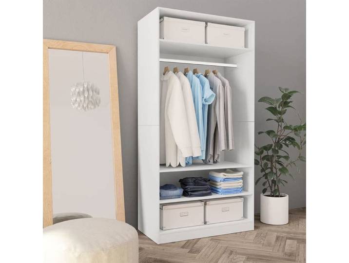 SALE 2024  Garde-robe JMS - Armoire de chambre Bl Garde-robe Blanc 100x50x200cm - Bois d'ingénierie ABHT 3147091