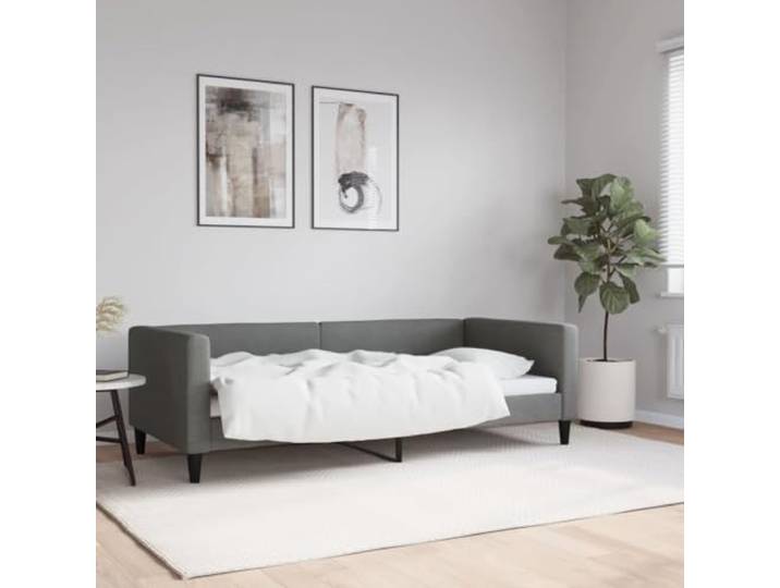 YUOTYRKTEJRSG 2 in 1 Tagesbett Schlafsofa Stoff Gästezimmer Grau 90x190 cm Tagesbett Dunkelgrau 90x190 cm Stoff Schlafsofa 2-in-1 mit Metallgestell und Schaumstoffpolsterung Gästebett