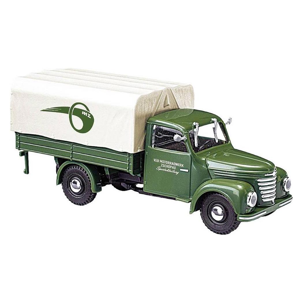 Busch H0 Framo V901/2 Pritschenwagen mit Plane MZ Werke (52360)