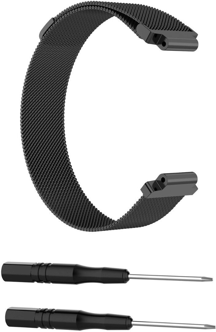 INF Milanese Armband kompatibel mit Garmin — 316L Edelstahl Milanese Loop, Schnellwechsel-Pin-Verschluss, Atmungsaktives Schwarz