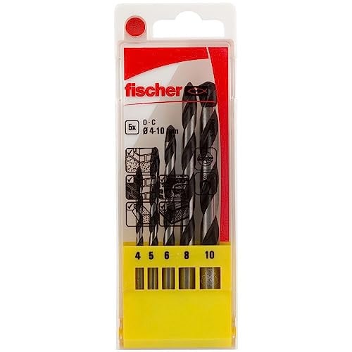 Fischer Steenboor Set D-S, 5 stuks, 4-10 mm, Professionele Betonboren voor Slag- en Roterend Boren