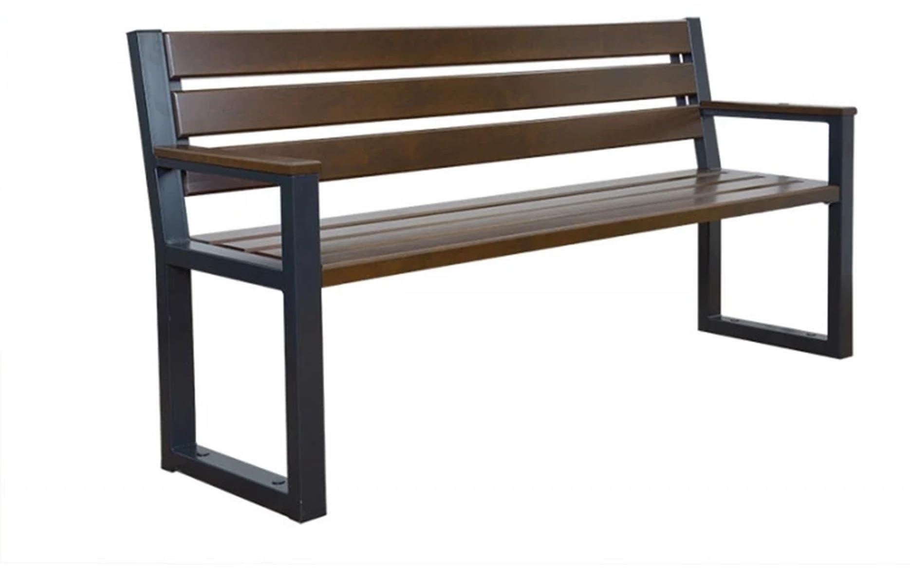 Gartenbank Holz Metall 182 cm - Moderne Outdoor Bank - Erlenholz & Stahl - Wetterfest UV-beständig - Gartenmöbel-Sets - 3-4 Personen - Walnuss