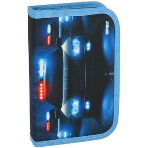 Spirit Federmäppchen 1-Zipp Police, TTS 409087, Schüleretui, 28-teilig, aus Stoff, blau