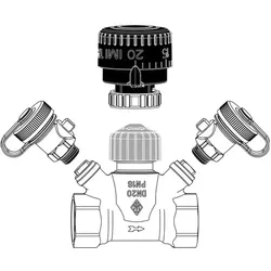 Imi Hydronic Engineering, Ventil, TA Strangregulierventil TA-Multi Set 1 DN 20, Handrad, 2x Entleerung, Rotguss