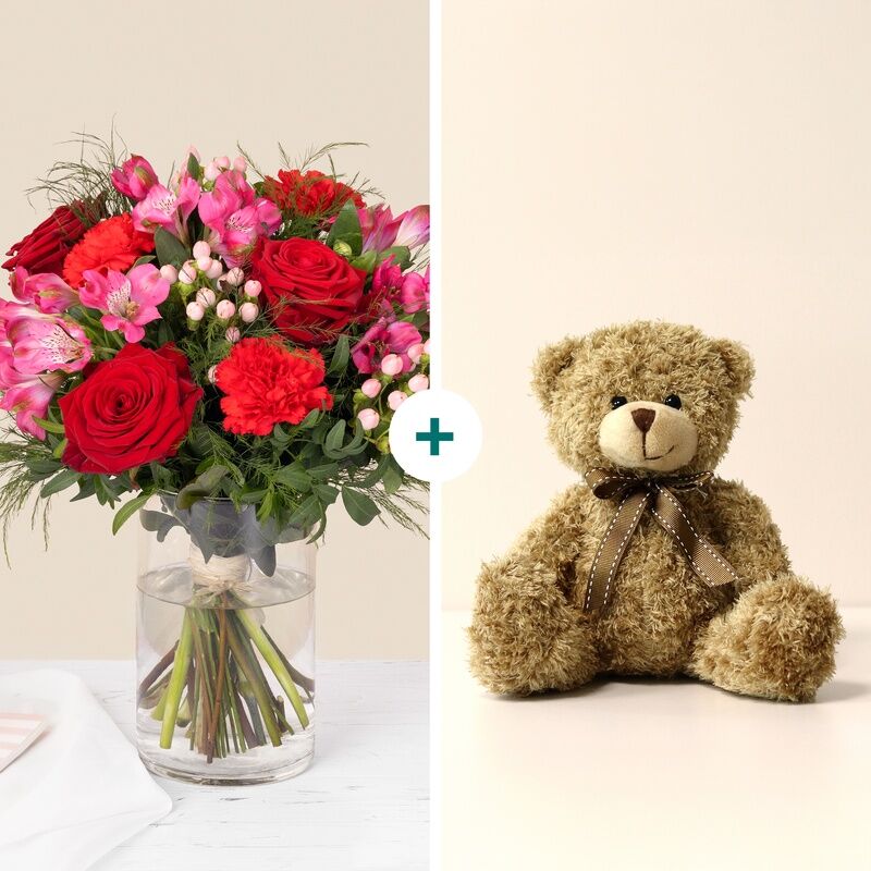 Bouquet bisous et ourson en peluche - Interflora