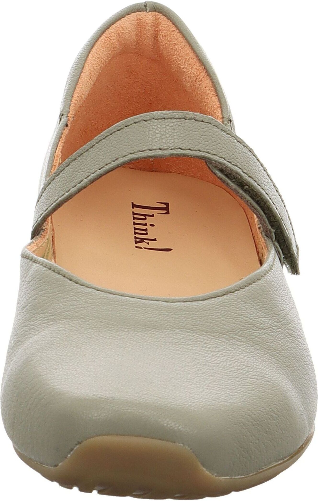 Think! Riemchenballerina THINK "Think Ballerinas Leder", Damen, Gr. 38,5, Leder, beige (grün), Schuhe Riemchenballerina