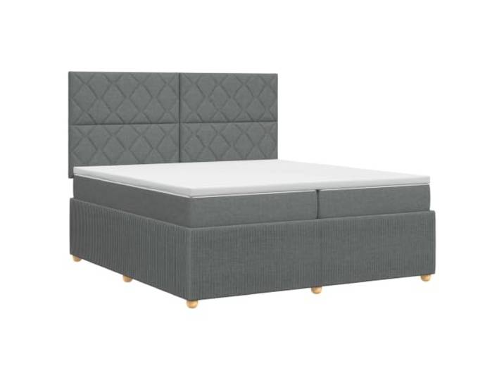 KTHLBRH Boxspringbett mit Matratze dunkelgrau 200 x 200 cm Verstellbares Kopfteil, Taschenfedern, Schaumstoffauflage, abnehmbare und waschbare Bezüge, Kiefernholz