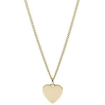 Kette mit Anhänger FOSSIL "Schmuck Edelstahl DREW HEART VINTAGE ICONIC Herz", gold (gelbgoldfarben), Halsketten, Damen, Edelstahl, L: 51