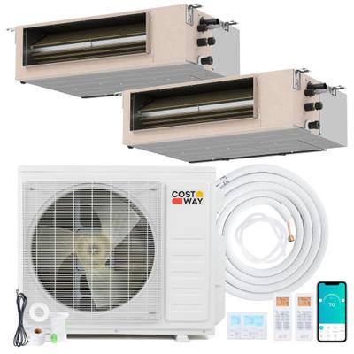 Costway X-Pro 27000 BTU 2 Zone 24 SEER2 Concealed Ducted Mini Split AC-9K + 12K