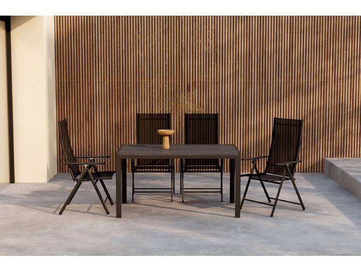 Garten Essgruppe Lorette – 5-teiliges Gartenmöbel-Set in Schwarz oder Beige - Schwarz - Luxusbetten24