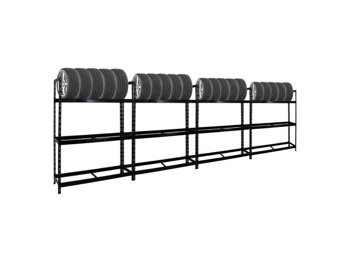 PROREGAL® Schwerlastregal MegaDeal Reifenregal Räderregal TIGER XL 3 Ebenen je 300kg Fachlast, 4-tlg., Für Winterreifen Sommerreifen Allwetterreifen 300kg Fachlast