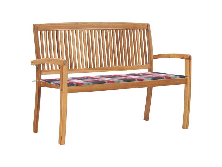 vidaXL Stapelbare Gartenbank mit Auflage 128,5 cm Massivholz Teak