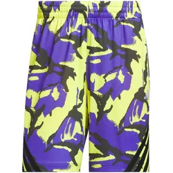 adidas 3-Streifen Logo Allover Print Basketballshorts Herren KE1534 - solar lemon/solar purple M/9"