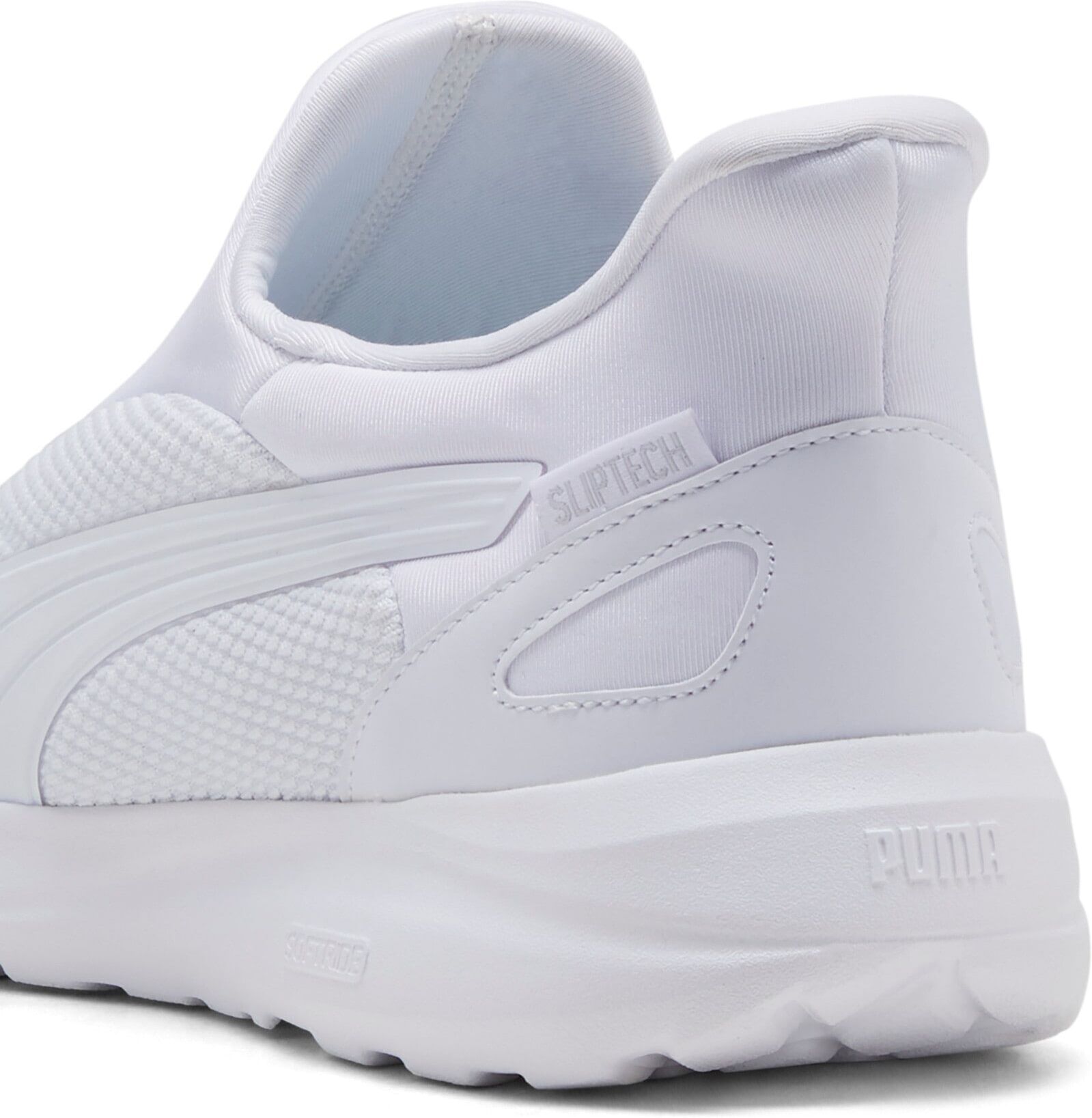 Walkingschuh PUMA "SOFTRIDE COSMIC SLIPTECH", Damen, Gr. 44, Textil, weiss (puma weiß, puma weiß, cool light gray), unifarben, Schuhe Walkingschuh, Slip-on Sneaker puma weiß, puma weiß, cool light gray 44, Textil