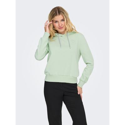 Kapuzensweatshirt ONLY "ONLNOLI L/S HEART HOOD SWT NOOS", Damen, Gr. S, grün (grün l. detail:silber strings, heart emb), Sweatware, Obermaterial: 60% Baumwolle, 40% Polyester, unifarben, regular fit normal, Rundhals, Rippbündchen, Sweatshirts,...