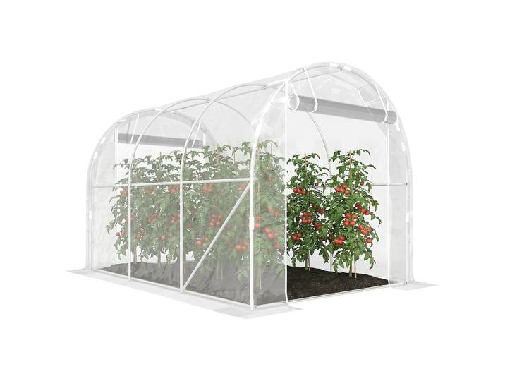 Outsunny Serre tunnel de jardin 6m², serre de jardin tunnel 195x295x195cm avec cadre acier galvanisé, 2 portes, bâche PE haute d