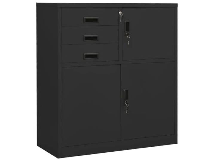 KGHFDVB Büroschrank Anthrazit 90x40x102 cm Stahl Schließfach, Verstellbarer Einlegeboden, Kugelgelagerte Schubladen, Langlebig