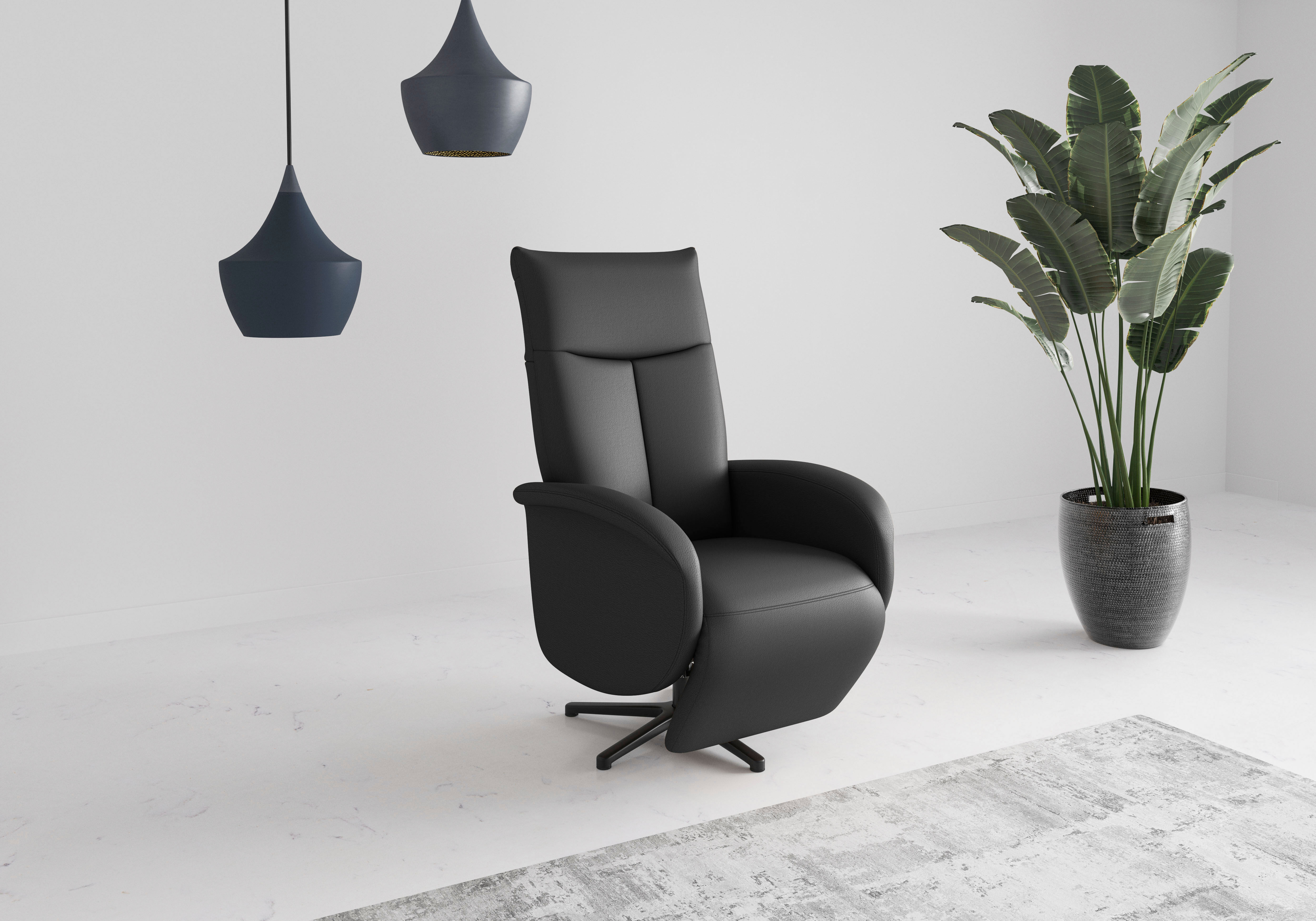 Sit & More sit&more "Zora mit Kopfteilverstellung & Drehfunktion, weitere Funktionen" Ergonomie M: elektr. Fussstütze, Rückenlehne & Aufstehhilfe, Akku schwarz NaturLEDER®, Ergonomie M, B/H/T: 75cm x 113cm x 82cm
