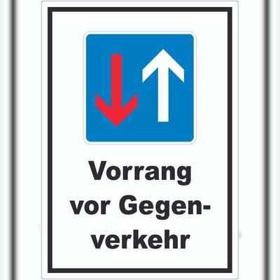 HB-Druck Vorrang vor Gegenverkehr Aufkleber A6 (105x148mm)