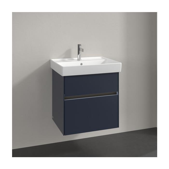 Villeroy und Boch Collaro Waschtischunterschrank C008B0VQ 55,4x54,6x44,4cm, Waschbecken mittig, LED-Beleuchtung, marine blue