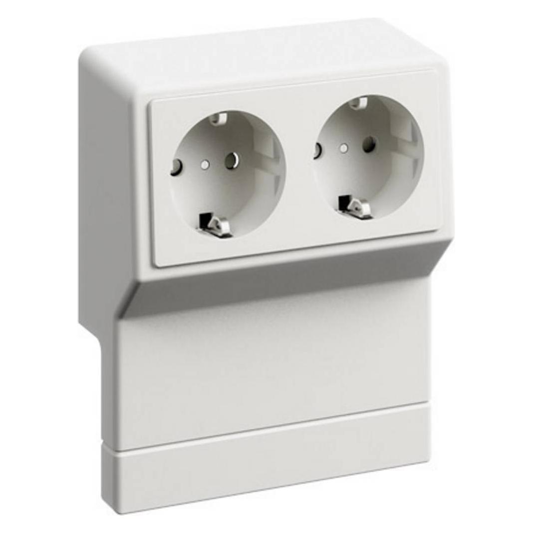 GGK Geräteträger Schuko 2fach mit 11960 ** erh. Ber.-sch. für SL/ SLT alpinweis (Kabelkanal, 2 cm) (11960)