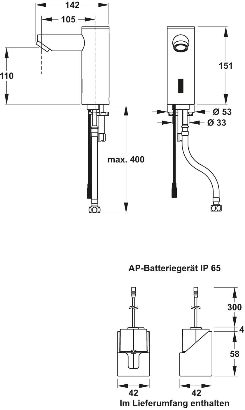 MEPA Sanicontrol WT-Armatur Saniline Style VG Batterie