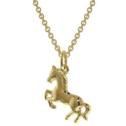 trendor 35808 Pferd Anhänger Gold 333 mit plattierter Kette für Mädchen, 40 cm