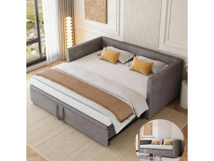 Lit gigogne - KILISKY - 90/180x200 cm - Convertible - Tissu Velours - 2 Places