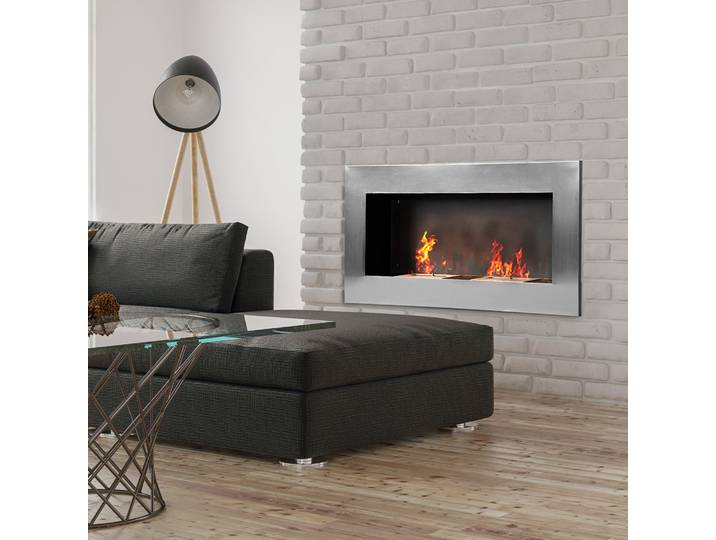 HOMCOM Cheminée Bioéthanol Murale 110x14cm Inox