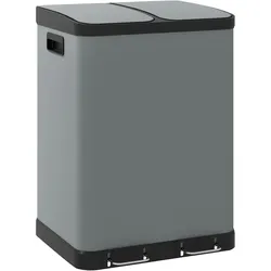 STILVORA Treteimer Metall Grau 48,8x39,5x67 cm, 2x30 L, Soft-Close, herausnehmbar