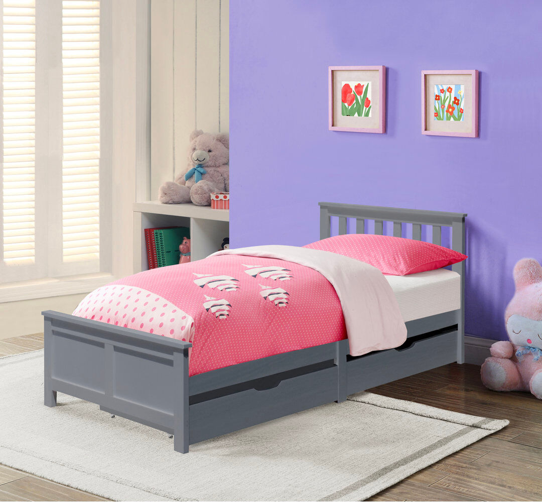 Lark Manor Rosado Drawers Bed Grey 82cm H X 100cm W X 196cm L