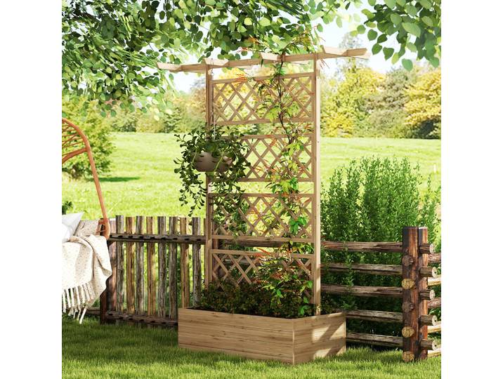 Outsunny Jardinière Treillis Bois Sapin Pré-Huilé Extérieur