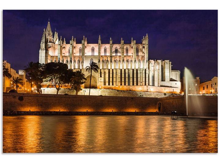 Alu-Dibond-Druck ARTLAND Kathedrale in Palma de Mallorca Balearen , gold (farbe bild(er): goldfarben), B:60cm H:40cm, Bilder, Alu-Dibond-Druck, für Innen- und Aussenbereich geeignet, Outdoorbild