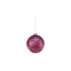 HOME STORY Weihnachtsbaumkugel mit Sternen   ¦ rosa/pink ¦ Glas,Aluminium Ø: 8.0