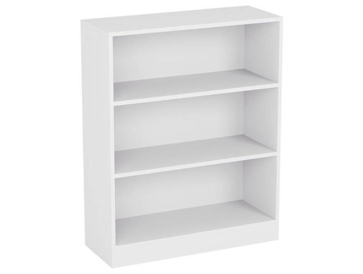 Cambridge Bibliothèque Basse à 3 étagère Bois Blanc Meuble pour Bureau Salle de séjour et Blanc Low (3 PETIT MEUBLE DE RANGEMENT