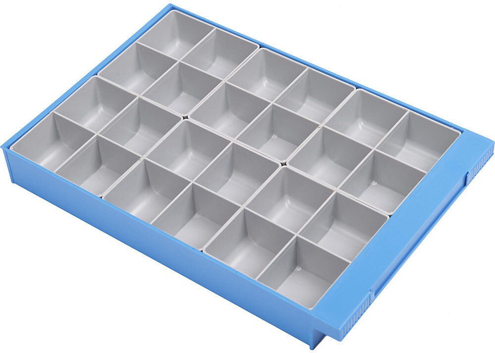 kaiserkraft Einsatzkasten für Kombi-Schubladensystem, für Schubladen-HxBxT 42,5 x 225 x 309 mm, max. 6 Kästen je Schublade, mit Unterteilung