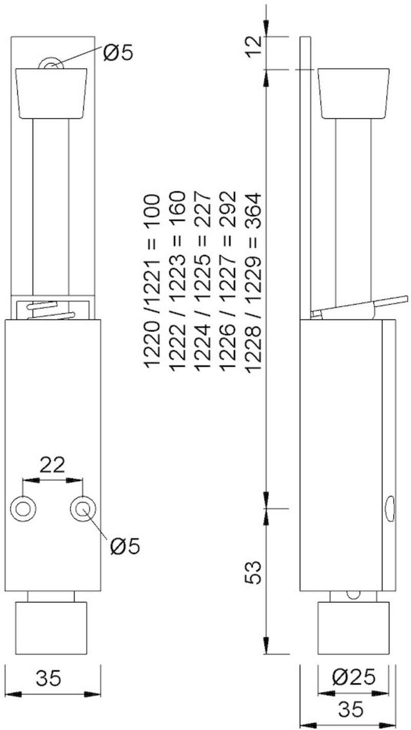 Türfeststeller 1224.02 Alu.silberf.lack.Hubh.90mm Türmontage KWS ; Woelm)