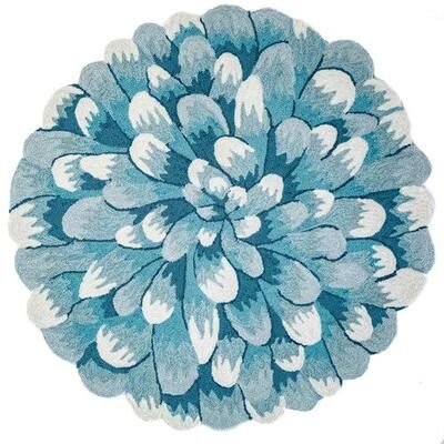 Trans Ocean Import Co Inc Mum Round Rug, 5' Round, Aqua