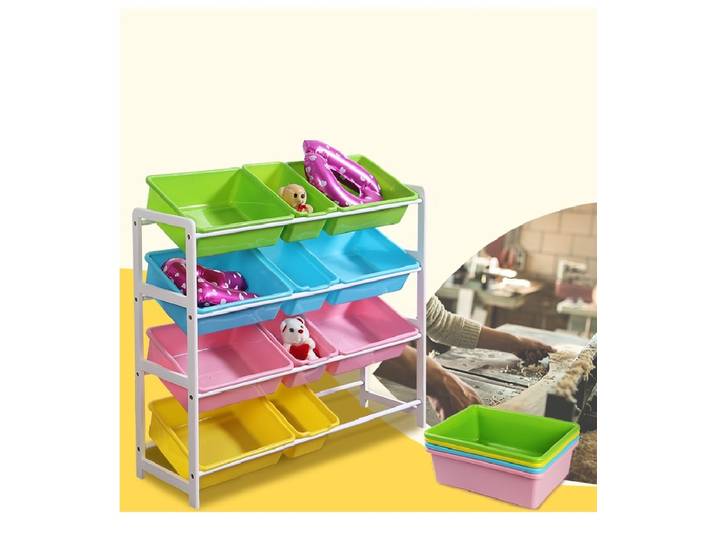 Support de rangement pour jouets avec cadre en bois pour enfants, étagère de rangement multicouche pour la maternelle