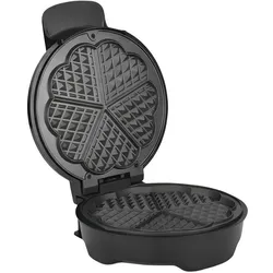 Avizar Waffeleisen 1000 W Herzform antihaft, Waffeleisen, Schwarz