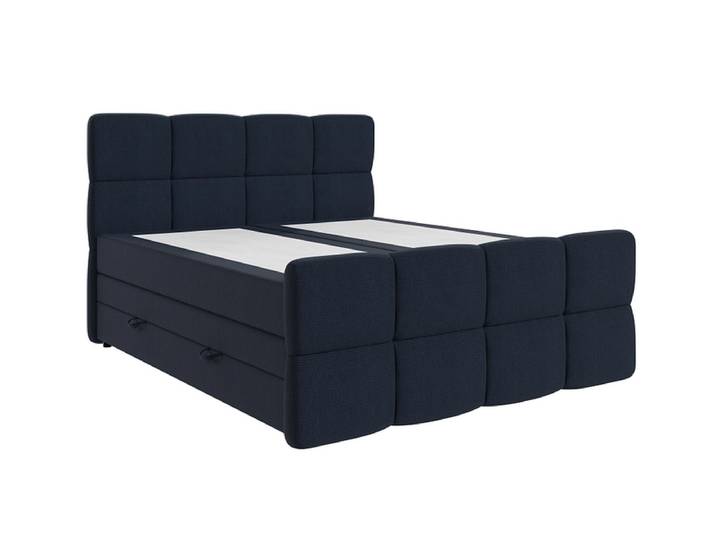 Boxspringbett GELATO dunkelblau 180x200cm halbfest