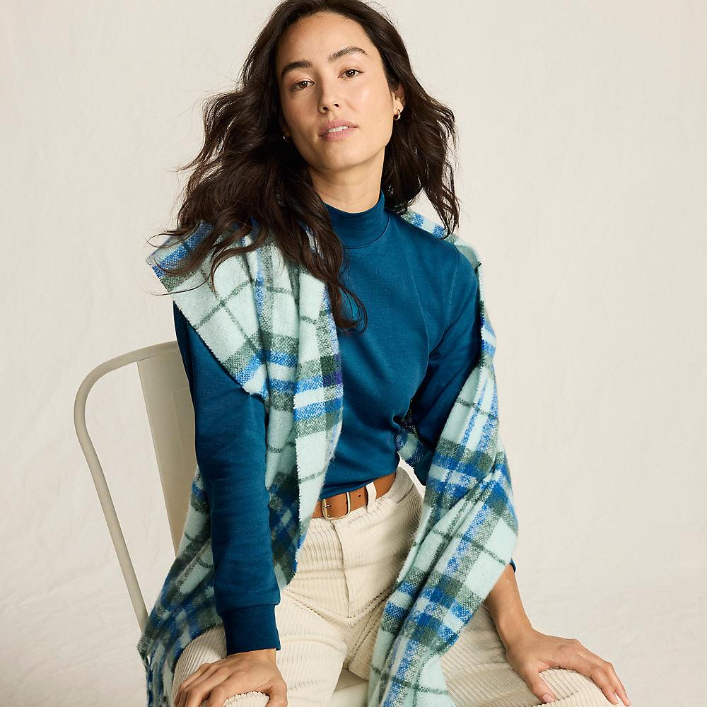 Stehkragen-Shirt in Petite-Größe, Damen, size: petite, Blau, Baumwolle, by Lands' End